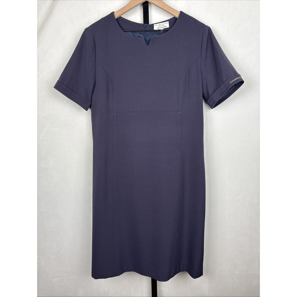 VTG Balenciaga for Icelandair Flight Attendant Uniform Dress EU 46 US 14 Blue